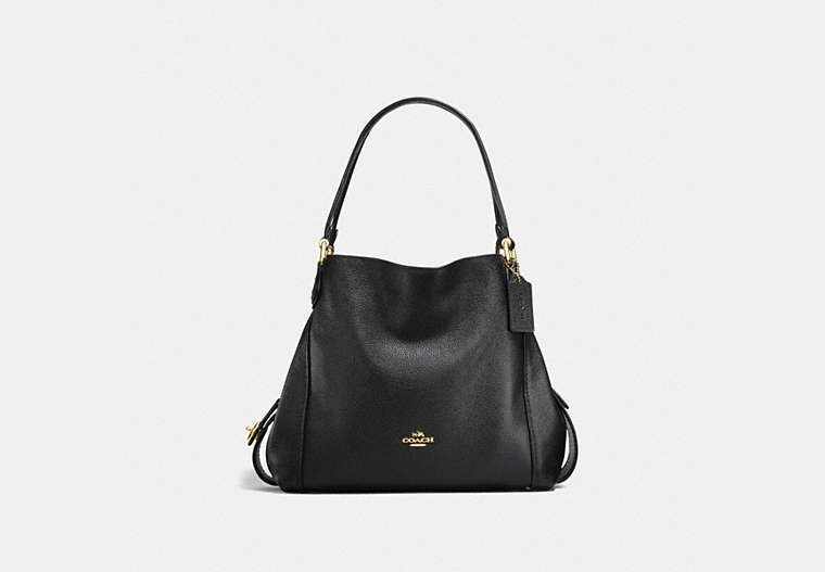 COACH®,EDIE SHOULDER BAG 31,Leather,Small,Light Gold/Black,Front View