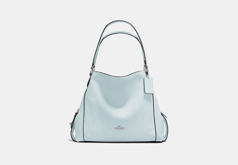 COACH®,EDIE SHOULDER BAG 31,Leather,Small,Silver/Sky,Front View