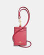 COACH®,ID LANYARD,Leather,Gold/Pink Ruby,Front View