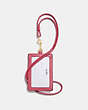 COACH®,ID LANYARD,Leather,Gold/Pink Ruby,Back View