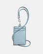 COACH®,ID LANYARD,Leather,Silver/Pale Blue,Front View