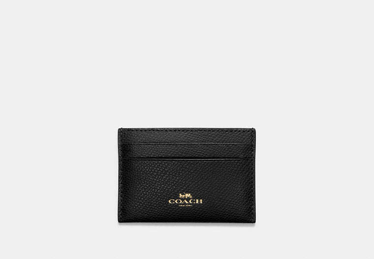 COACH®,CARD CASE,Leather,Gold/Black,Front View