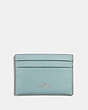 COACH®,CARD CASE,Leather,Silver/SEAFOAM,Front View