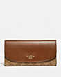 COACH®,CHECKBOOK WALLET IN SIGNATURE CANVAS,pvc,Gold/Khaki Saddle 2,Front View