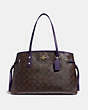 COACH®,DRAWSTRING CARRYALL IN SIGNATURE CANVAS,pvc,Medium,Gold/Brown Dark Purple,Front View