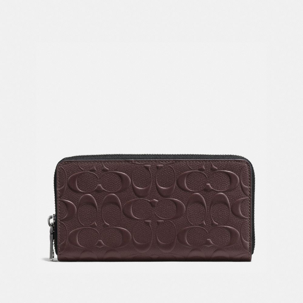 Coach Signature PVC Leather Accordian Zip Wallet, Khaki Vanilla