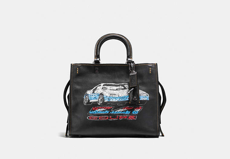COACH®,ROGUE WITH CAR,Leather,Medium,Black Copper/Black,Front View
