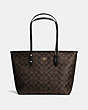 COACH®,CITY ZIP TOTE IN SIGNATURE CANVAS,pvc,Medium,Gold/Brown Black,Front View