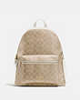 COACH®,CHARLIE BACKPACK IN SIGNATURE CANVAS,pvc,Medium,Gold/Light Khaki Chalk,Front View