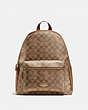 COACH®,CHARLIE BACKPACK IN SIGNATURE CANVAS,pvc,Medium,Gold/Khaki Saddle 2,Front View