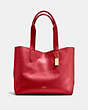 COACH®,DERBY TOTE,Leather,Large,Gold/True Red,Front View