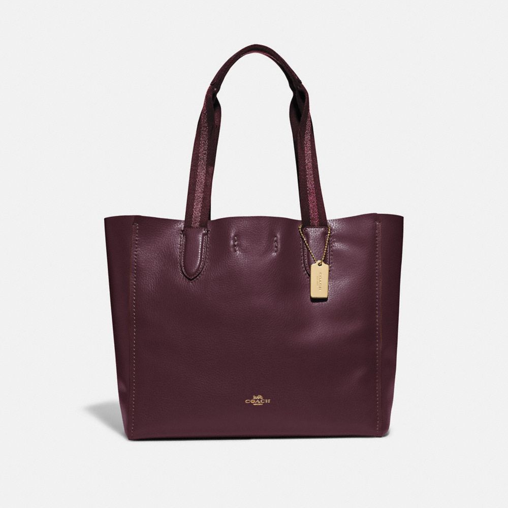 COACH®,DERBY TOTE,Leather,Large,Gold/Raspberry,Front View