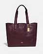 COACH®,DERBY TOTE,Leather,Large,Gold/Raspberry,Front View