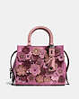 COACH®,ROGUE 25 WITH TEA ROSE,Leather,Small,Black Copper/Dusty Rose,Front View