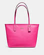 COACH®,CITY ZIP TOTE,pusplitleather,Medium,Gold/Pink Ruby,Front View