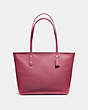 COACH®,CITY ZIP TOTE,pusplitleather,Medium,Gold/Rouge,Front View