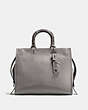 COACH®,ROGUE 36 WITH COLORBLOCK SNAKESKIN DETAIL,reptile,X-Large,Black Copper/Heather Grey,Front View