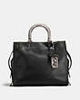 COACH®,ROGUE WITH COLORBLOCK SNAKESKIN DETAIL,reptile,Medium,Black Copper/Black,Front View