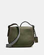 COACH®,SADDLE 23 WITH COLORBLOCK SNAKESKIN DETAIL,reptile,Mini,Pewter/Olive,Front View
