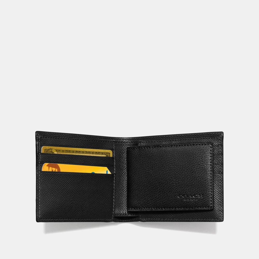 COACH®,COMPACT ID WALLET,Mini,Black,Inside View,Top View
