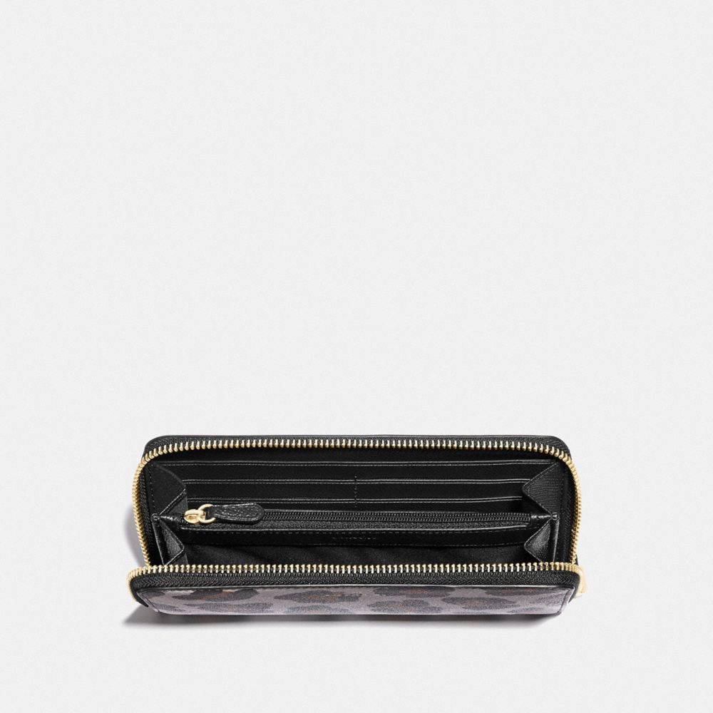 Slim Accordion Zip Wallet With Ocelot Print