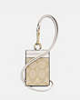 COACH®,ID LANYARD IN SIGNATURE CANVAS,pvc,Gold/Light Khaki Chalk,Front View