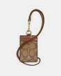 COACH®,ID LANYARD IN SIGNATURE CANVAS,pvc,Gold/Khaki Saddle 2,Front View
