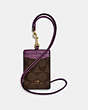 COACH®,ID LANYARD IN SIGNATURE CANVAS,pvc,Gold/Brown Metallic Berry,Front View
