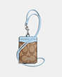 COACH®,ID LANYARD IN SIGNATURE CANVAS,pvc,Silver/Khaki Pale Blue,Front View