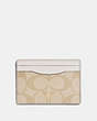 COACH®,CARD CASE IN SIGNATURE CANVAS,Gold/Light Khaki Chalk,Front View