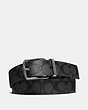 COACH®,HARNESS BUCKLE CUT-TO-SIZE REVERSIBLE BELT, 38MM,pvc,Charcoal/Black,Front View