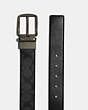 COACH®,HARNESS BUCKLE CUT-TO-SIZE REVERSIBLE BELT, 38MM,pvc,Charcoal/Black,Angle View