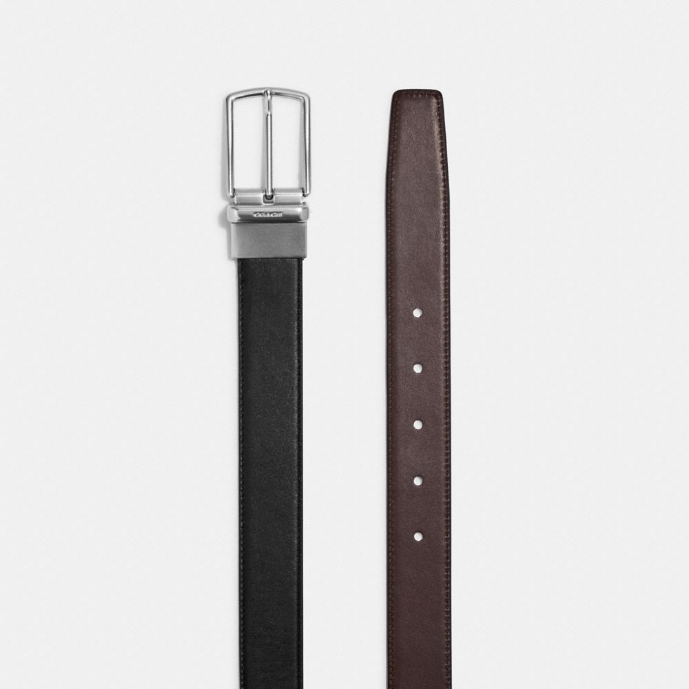 COACH®,CEINTURE RÉVERSIBLE SUR MESURE PLAQUE HARNESS,Cuir,Noir Brun Sombre,Angle View