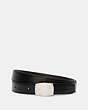 COACH®,SIGNATURE PLAQUE HARNESS CUT-TO-SIZE BELT,Leather,Black Dark Brown,Inside View,Top View