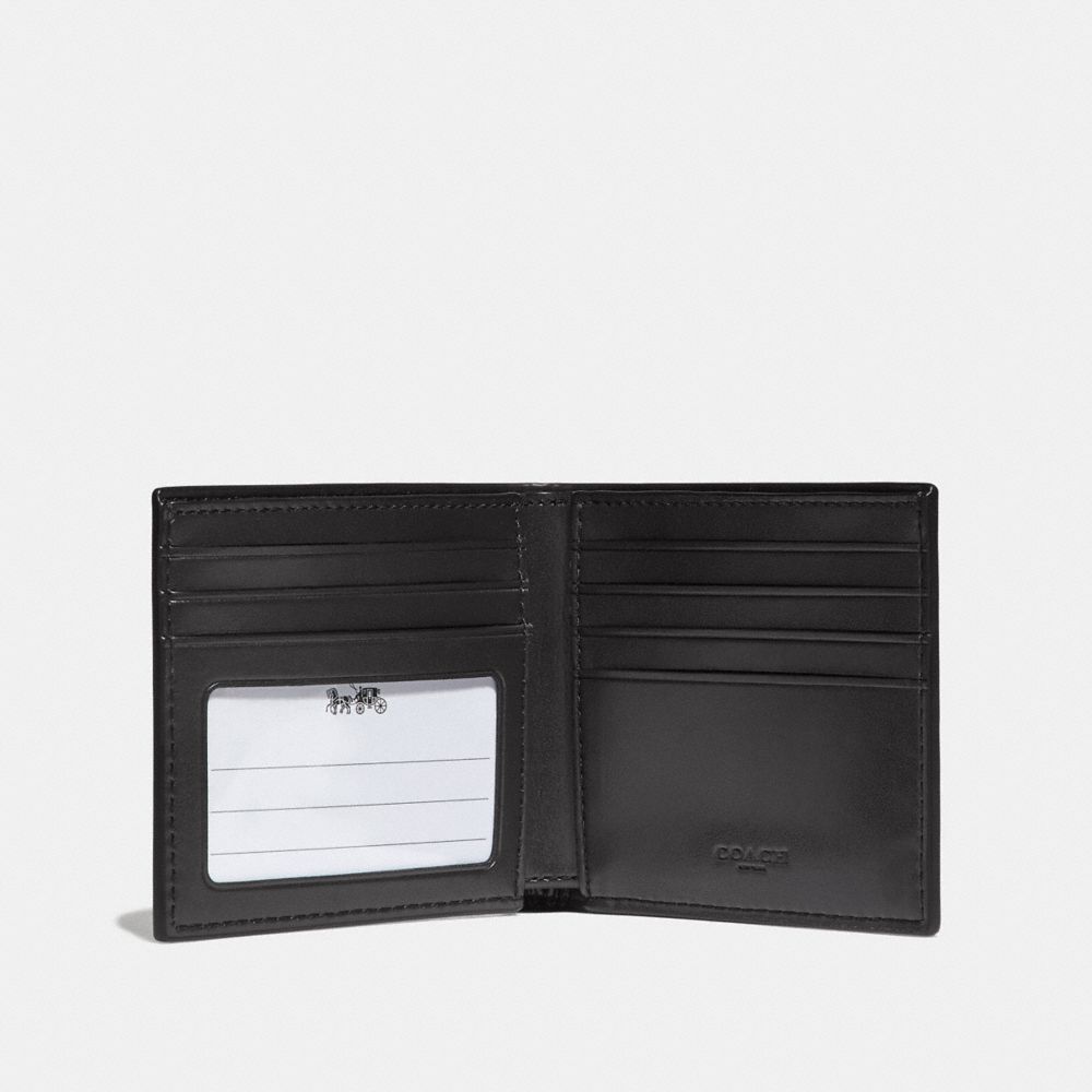 COACH®,ID BILLFOLD WALLET IN SIGNATURE CANVAS,pvc,Gunmetal/Charcoal/Black,Inside View,Top View