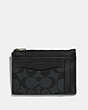 COACH®,MULTIWAY ZIP CARD CASE IN SIGNATURE CANVAS,Gunmetal/Charcoal/Black,Front View