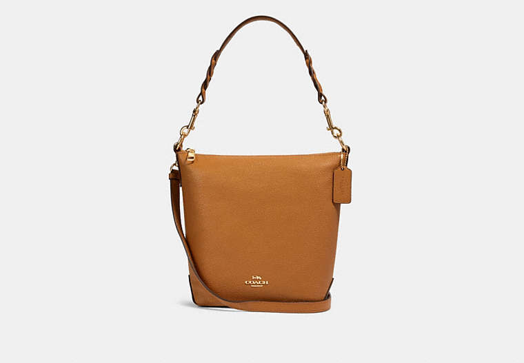 COACH®,MINI ABBY DUFFLE,Leather,Medium,Gold/LIGHT SADDLE,Front View