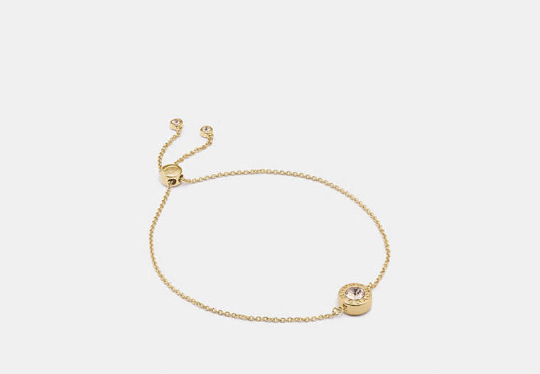 COACH®,OPEN CIRCLE SLIDER BRACELET,Brass,Gold,Front View image number 0
