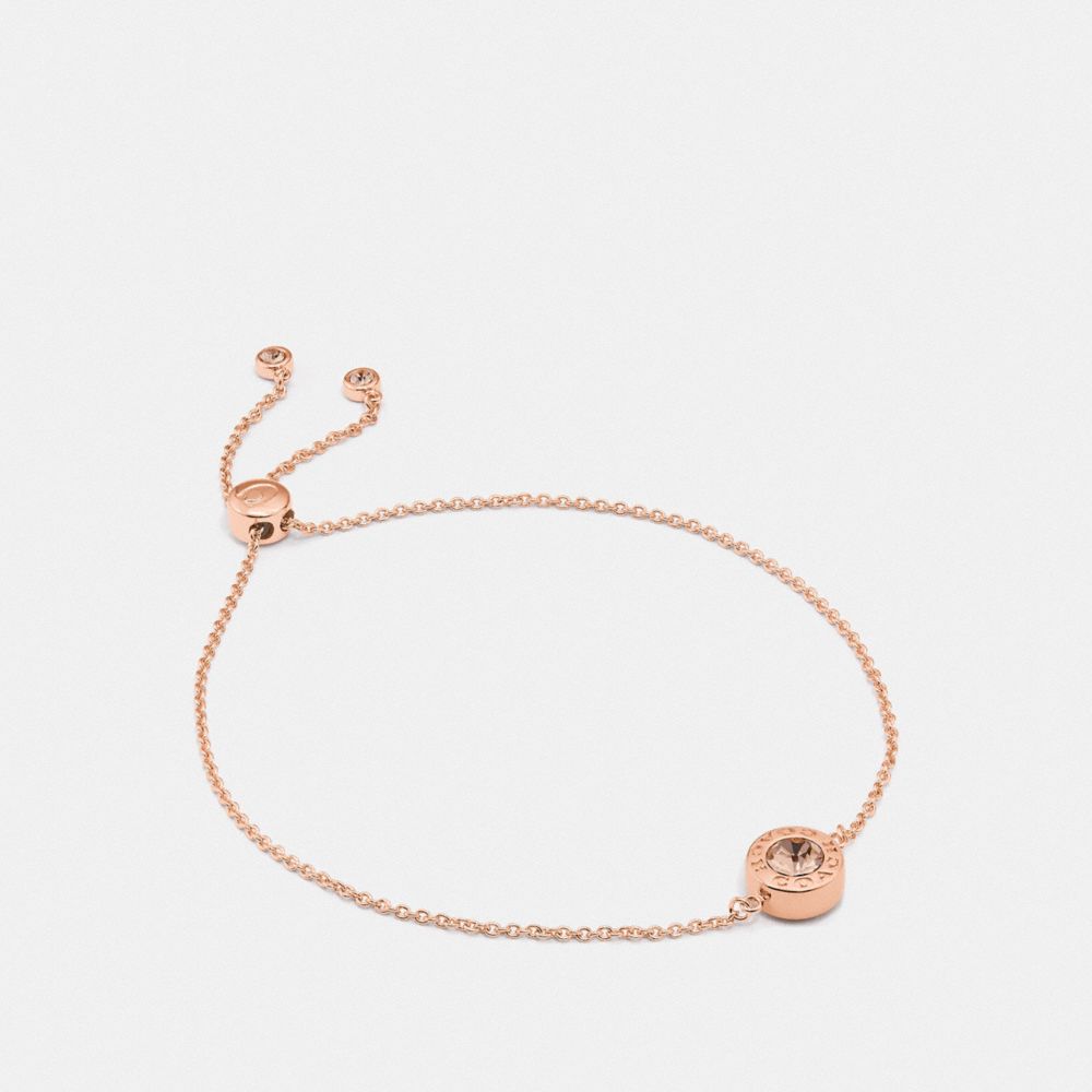 COACH®,OPEN CIRCLE SLIDER BRACELET,Rose Gold,Front View