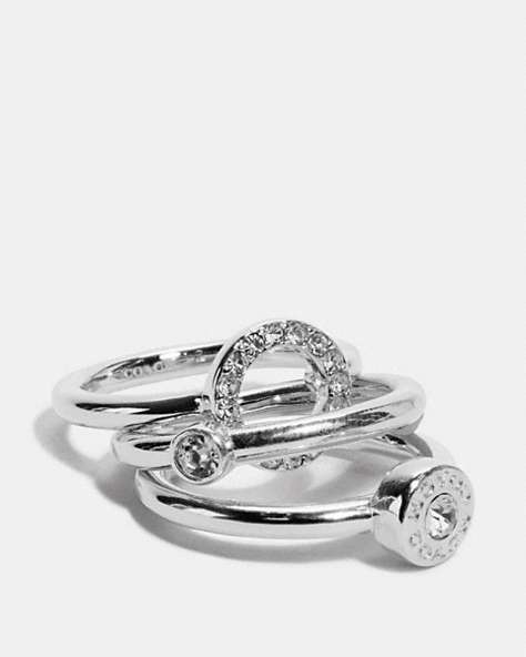 COACH®,OPEN CIRCLE HALO RING SET,Silver,Front View