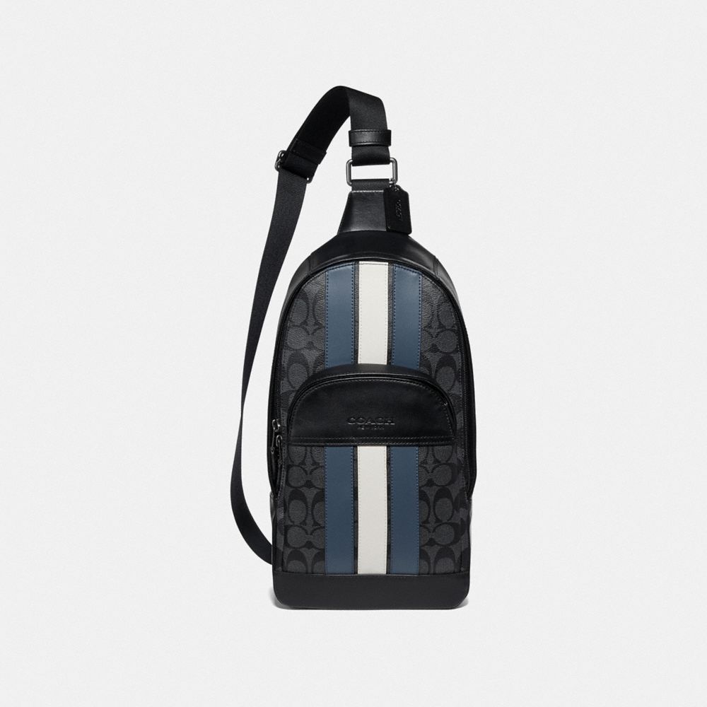 BLACKバーシティー☆COACH☆HOUSTON PACK WITH VARSITY STRIP COACH® Outlet | Houston Pack With Varsity Stripe