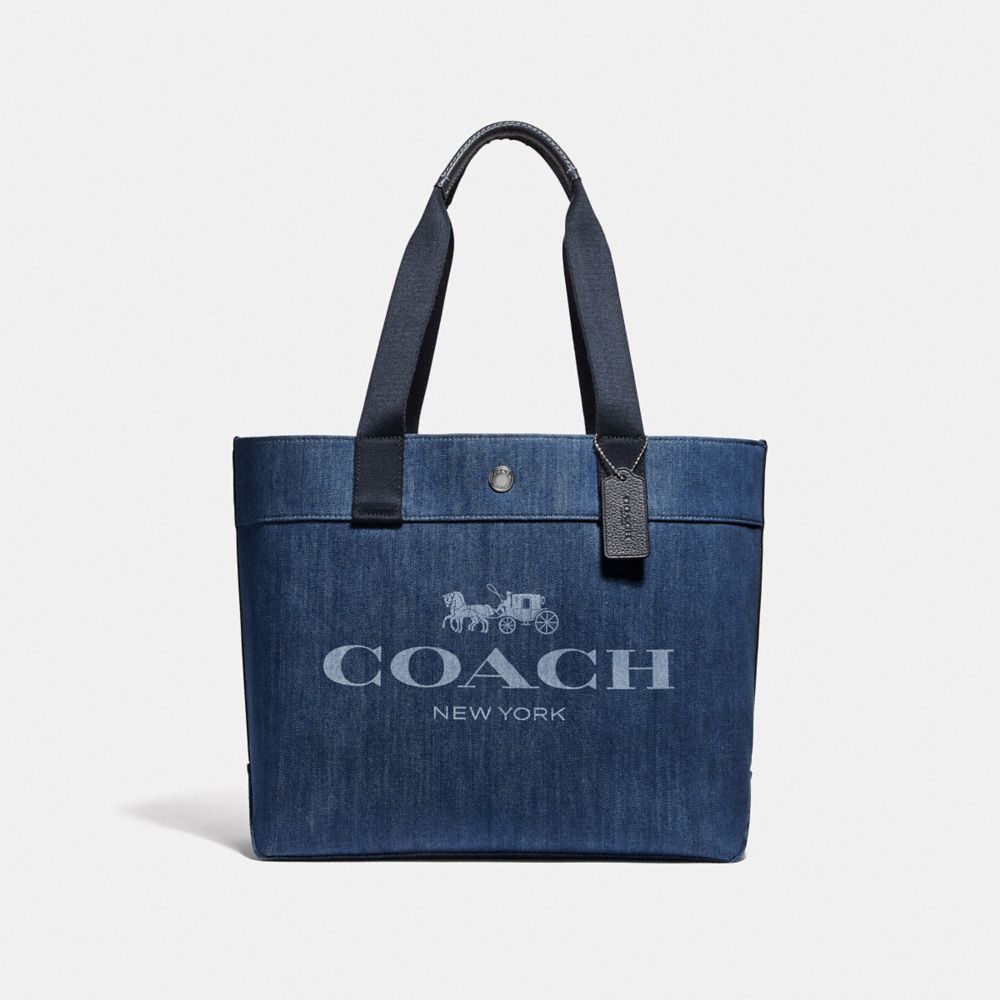 Coach F31315 Metro Horse & Carriage Navy Blue Saffiano Leather Tote Bag 18  X12