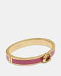 COACH®,SIGNATURE PUSH HINGED BANGLE,Metal,Gold/Strawberry,Front View