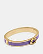 COACH®,SIGNATURE PUSH HINGED BANGLE,Metal,Gold/Light Purple,Front View