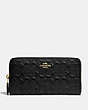COACH®,ACCORDION ZIP WALLET IN SIGNATURE LEATHER,Leather,Gold/Black,Front View