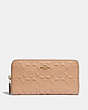 COACH®,ACCORDION ZIP WALLET IN SIGNATURE LEATHER,Leather,Gold/BEECHWOOD,Front View