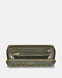 COACH®,ACCORDION ZIP WALLET IN SIGNATURE LEATHER,Leather,Gold/Military Green,Inside View,Top View