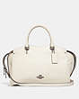 COACH®,COACH DREW SATCHEL WITH SNAKESKIN DETAIL,Leather,Small,Gunmetal/Chalk,Front View
