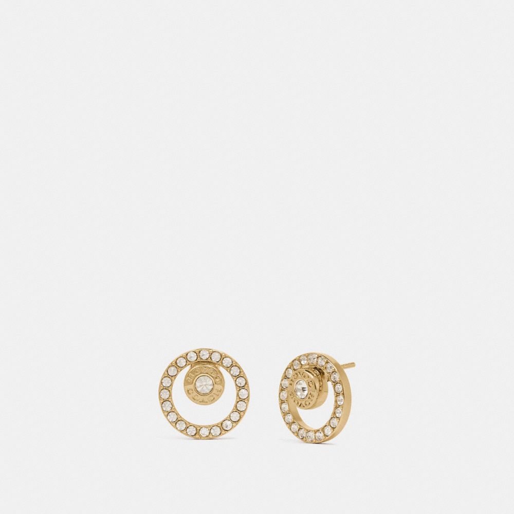 COACH®,OPEN CIRCLE HALO STUD EARRINGS,Gold,Front View