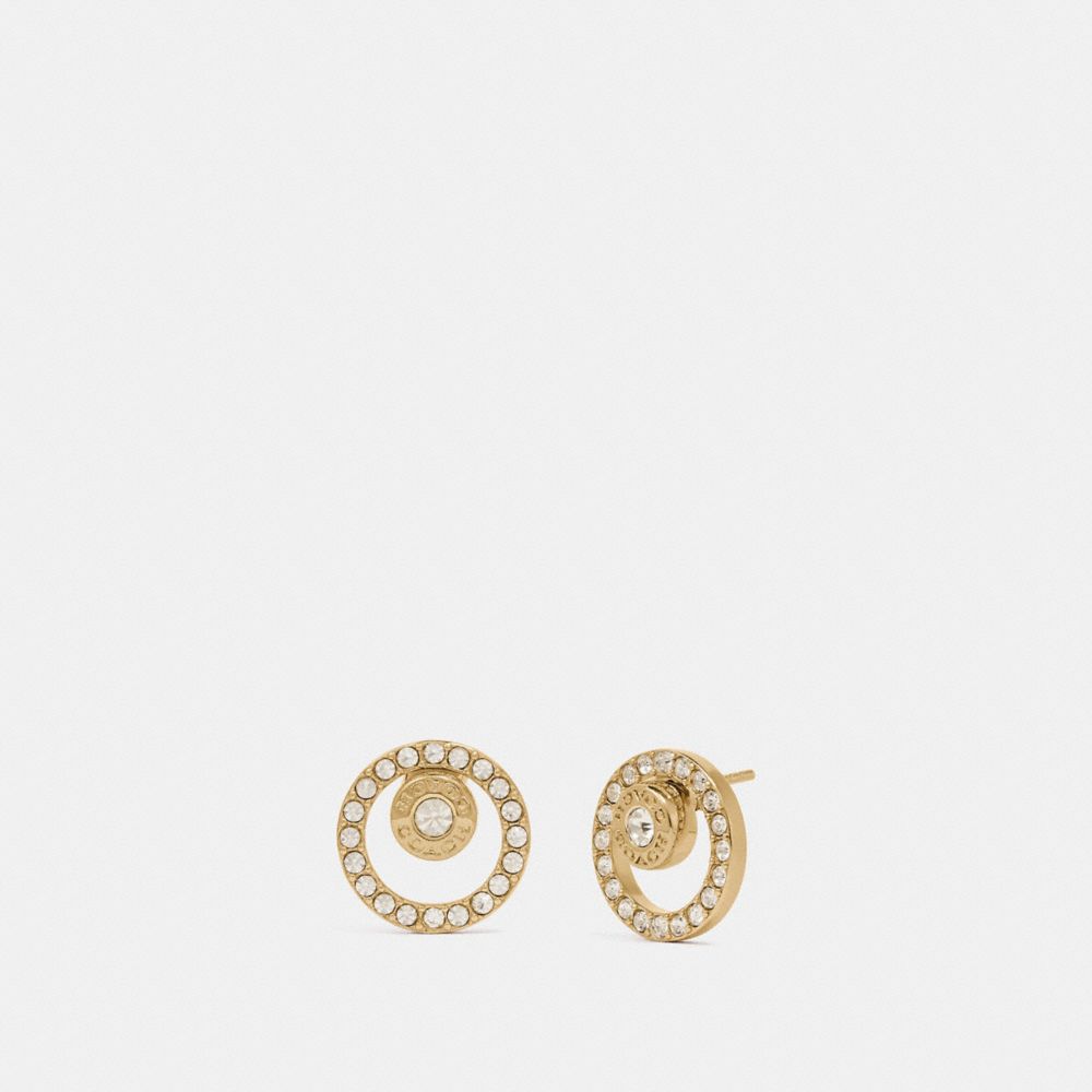 COACH®,BOUCLES D'OREILLES HALO CERCLE OUVERT,Laiton,Or,Front View